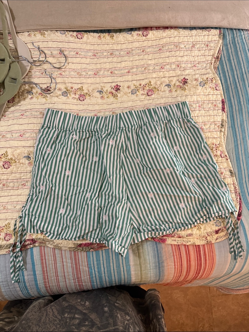 AE x The Summer I Turned Pretty Green & White Striped Daisy Shorts